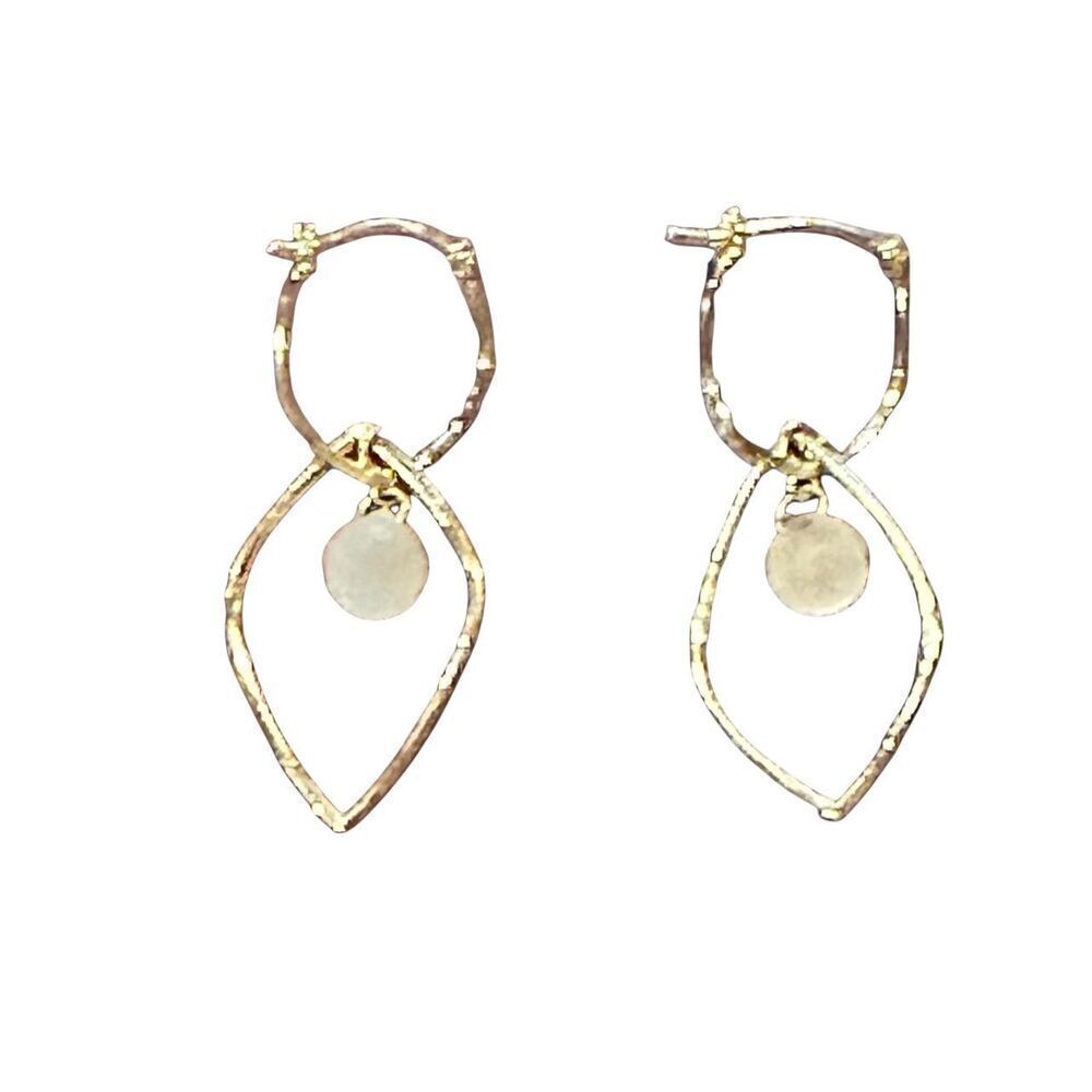 TAI Circle Drop Earrings in Gold & White New